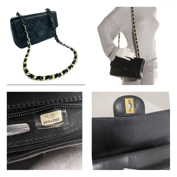 🚨Sale! 🎉HP🎉CHANEL SO BLACK Flap Bag Black White Hardware Rare! 🦄 Vintage - Picture 16 of 16